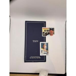 MICKEY MANTLE Restaurant Dinner Steakhouse Menu  2 Ceramic Topps Baseball Cards